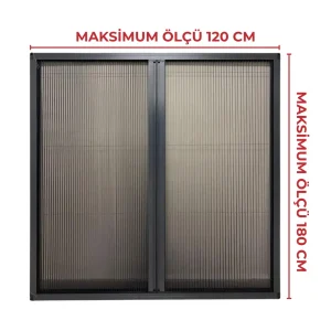 Cam Balkon DUBLE Kasalı Akordeon Sineklik Antrasit (Max 120x180)