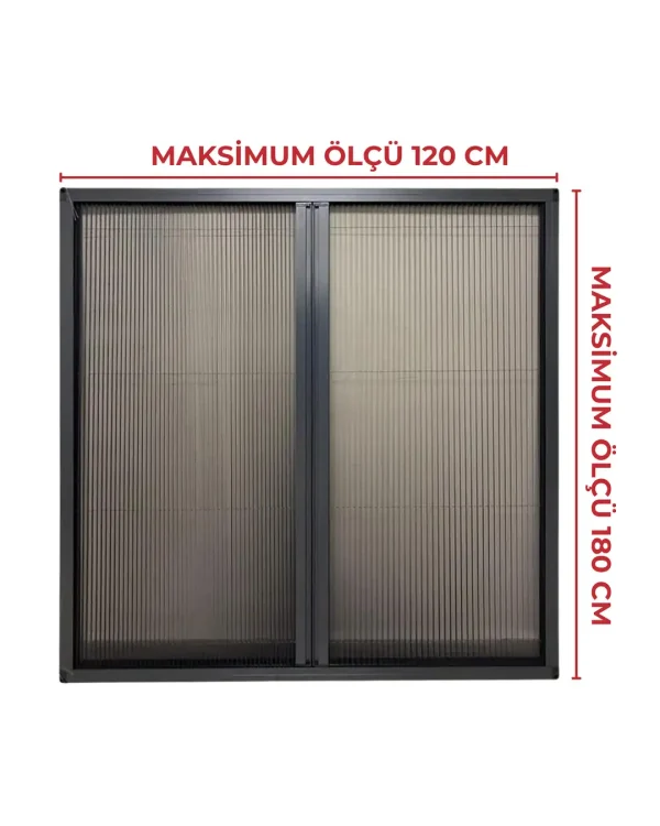 Cam Balkon DUBLE Kasalı Akordeon Sineklik Antrasit (Max 120x180)