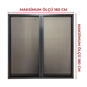 Cam Balkon DUBLE Kasalı Akordeon Sineklik Antrasit (Max 180x180)