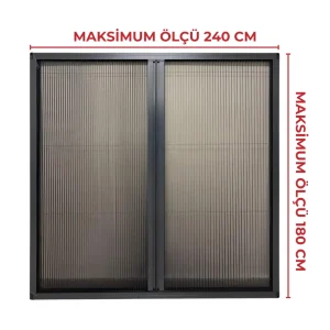 Cam Balkon DUBLE Kasalı Akordeon Sineklik Antrasit (Max 240x180)