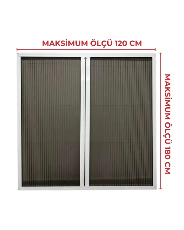 Cam Balkon DUBLE Kasalı Akordeon Sineklik Beyaz (Max 120x180)