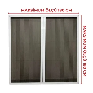 Cam Balkon DUBLE Kasalı Akordeon Sineklik Beyaz (Max 180x180)