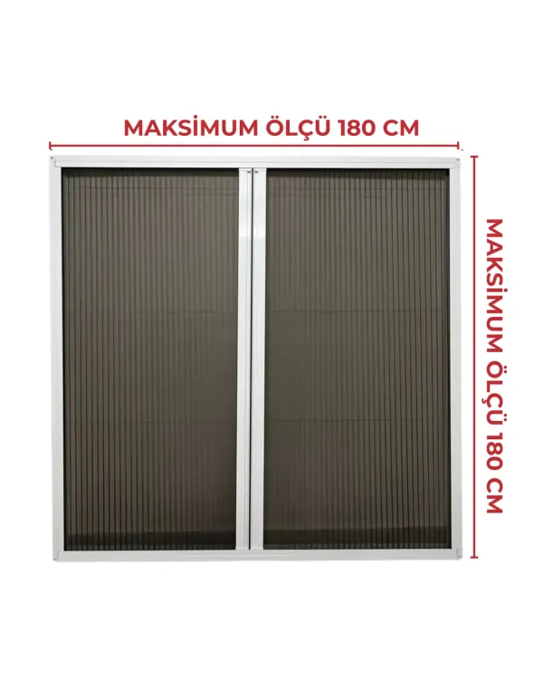 Cam Balkon DUBLE Kasalı Akordeon Sineklik Beyaz (Max 180x180)