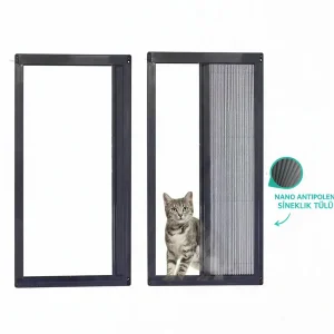 KEDİ Tüllü Akordeon Pencere Sineklik Antrasit