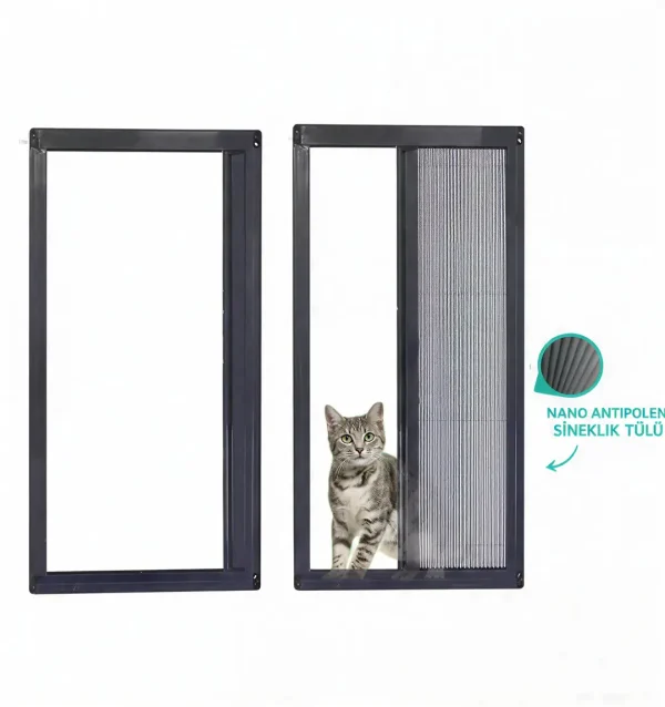 KEDİ Tüllü Akordeon Pencere Sineklik Antrasit