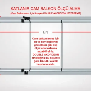 Cam Balkon DUBLE Kasalı Akordeon Sineklik Beyaz (Max 240x180)