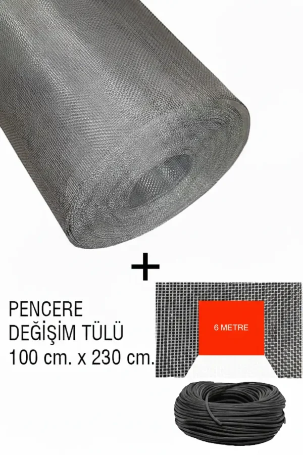 Kapı Sineklik Fiberglas Değişim Tülü 100x230 & 6m Sineklik Fitili