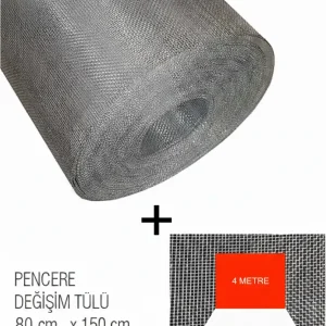 Pencere Sineklik Fiberglass Değişim Tülü 80x150 & 4m Sineklik Fitili
