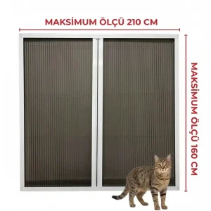 Kedi Tüllü DUBLE Akordeon Pencere Sineklik Beyaz