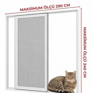 Sürme Kedi Tüllü Kapı Sineklik Beyaz (Max 290x240)