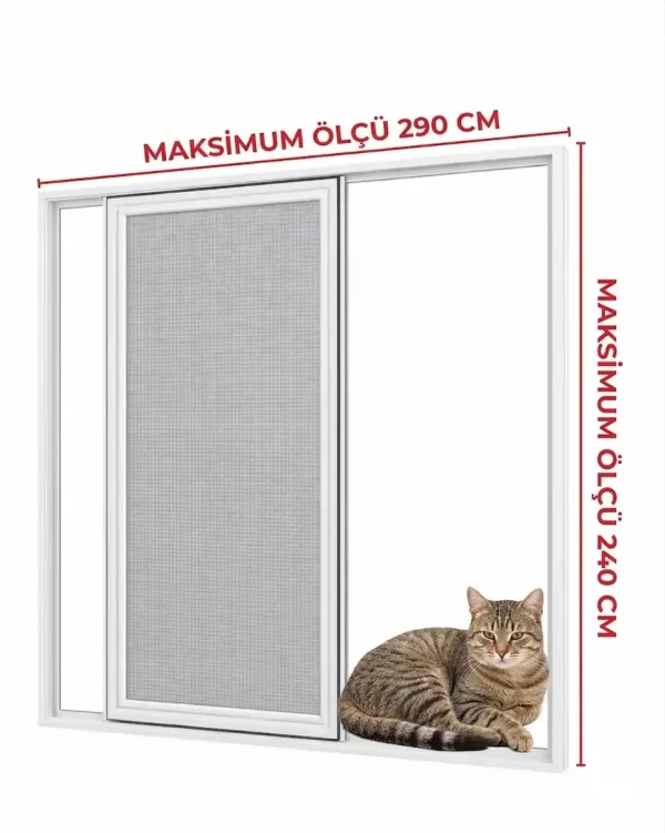 Sürme Kedi Tüllü Kapı Sineklik Beyaz (Max 290x240)