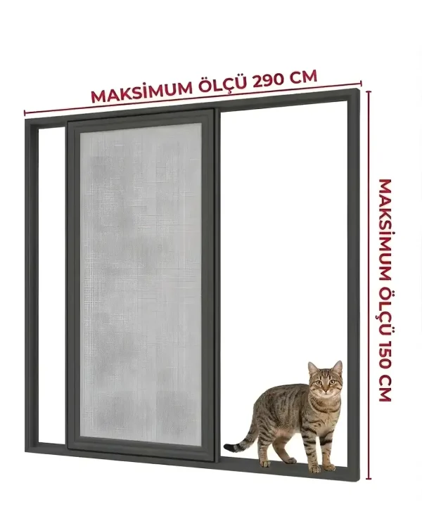 Sürme Kedi Tüllü Pencere Sineklik Antrasit (Max 290x150)