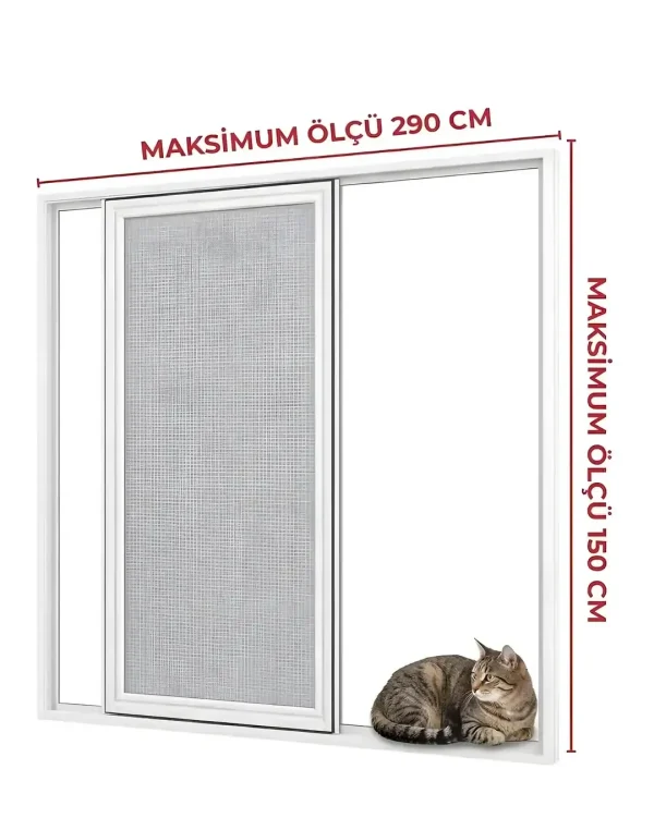 Sürme Kedi Tüllü Pencere Sineklik Beyaz (Max 290x150)