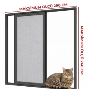 Sürme Kedi Tüllü Kapı Sineklik Antrasit (Max 290x240)