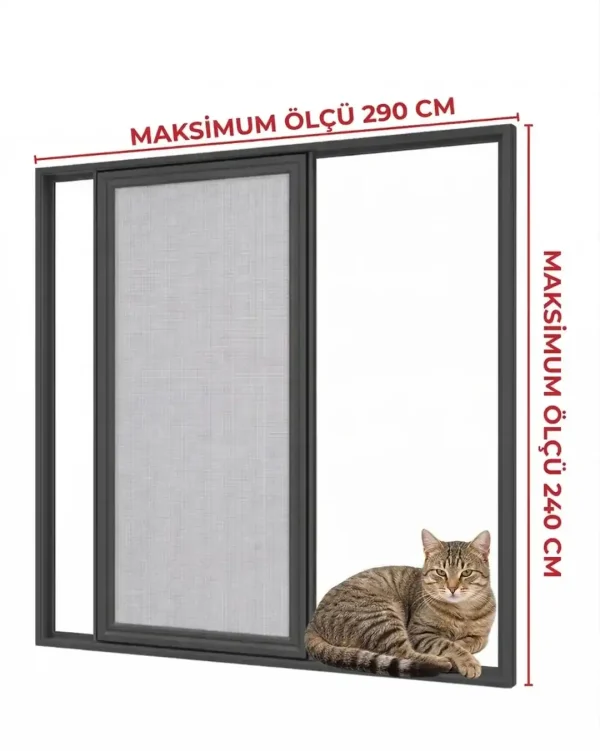 Sürme Kedi Tüllü Kapı Sineklik Antrasit (Max 290x240)