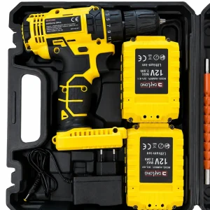 12V Çift Akülü Hızlı Şarjlı Matkap ve Vidalama Seti - Esnek Mil ve Çantalı Tam Donanım