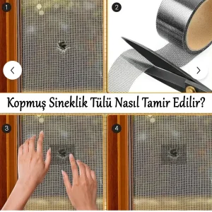 Yapışkanlı Sineklik Yaması Tülü Tamir Bandı 50mm x 2m
